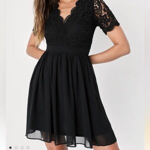 Black Lace Dress NWT Lulu’s Angel in Disguise size L